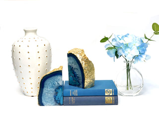 Blue Agate Bookends