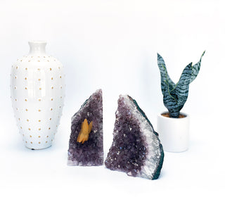 Tall Amethyst Crystal Bookends – Natural Rock Bookends