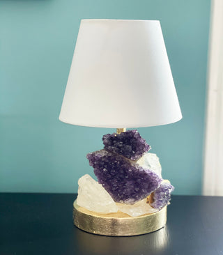 Amethyst & Quartz Mini Lamp, Amethyst Night Light