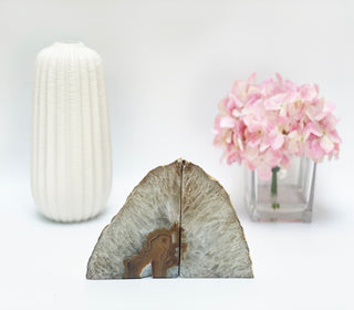 Brown Agate Bookends - Modern Geode Bookends