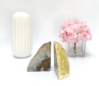 Brown Agate Bookends - Modern Geode Bookends