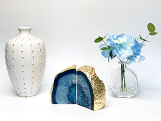 Blue Agate Bookends