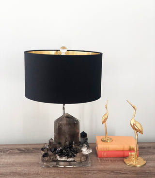 Smokey Quartz Table Lamp, Dark Brown Quartz