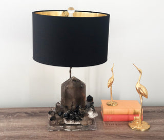 Smokey Quartz Table Lamp, Dark Brown Quartz