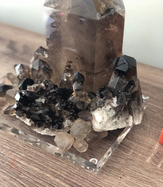 Smokey Quartz Table Lamp, Dark Brown Quartz