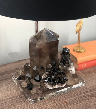 Smokey Quartz Table Lamp, Dark Brown Quartz