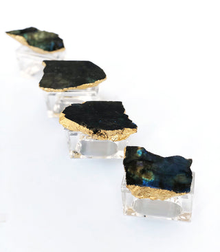 Labradorite Platter & Napkin Ring Set