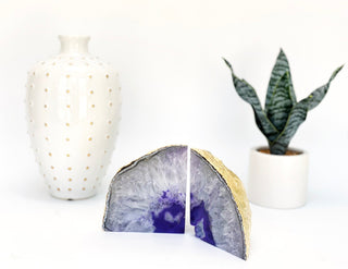 Purple Geode Bookends - Purple Agate Geodes