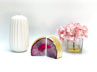 Pink Agate Bookends - Decorative Bookends