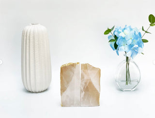 White Quartz Bookends - Geode Bookends For Sale