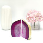 Pink Agate Bookends - Pink Geode Bookends