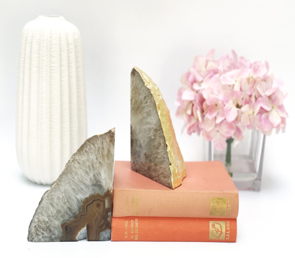 Brown Agate Bookends - Modern Geode Bookends