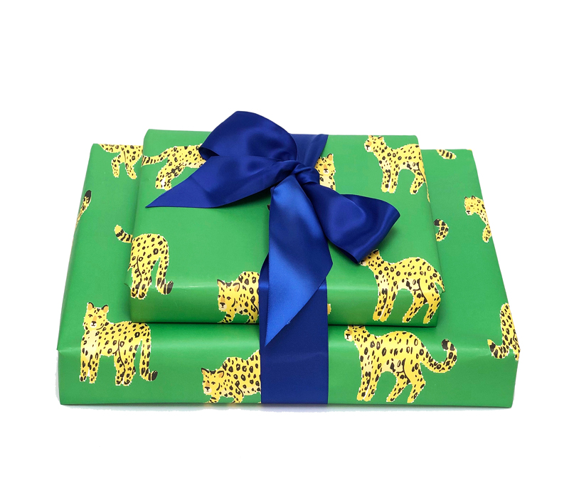 Green Leopard Gift Wrap - Christmas